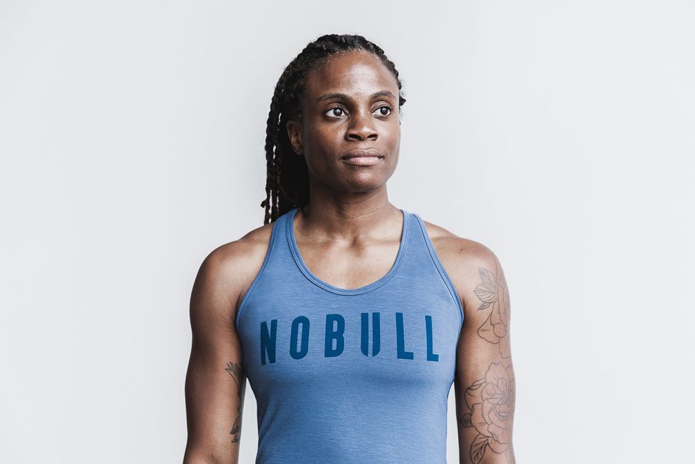 Débardeurs NOBULL Femme Bleu - NOBULL Racerback,France (6027-HTWGK)